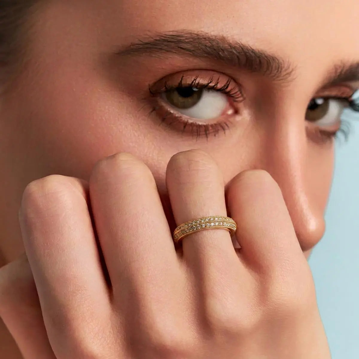 Gold Pavé Half Eternity Ring