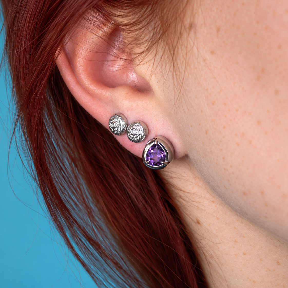 Sunburst Disc Stud Earrings