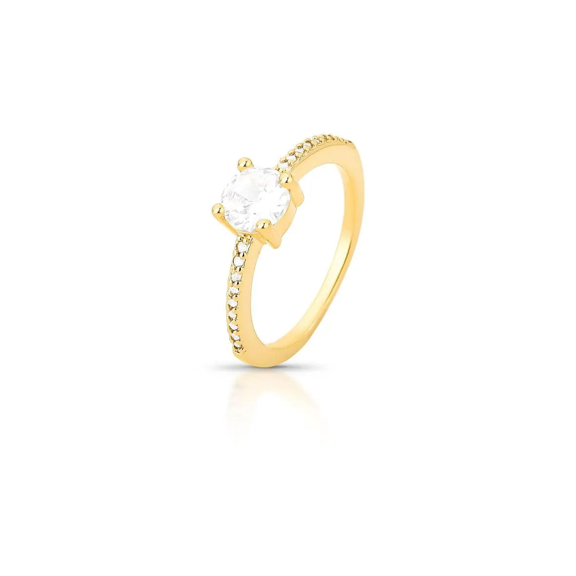 Gold Pavé Solitaire Ring