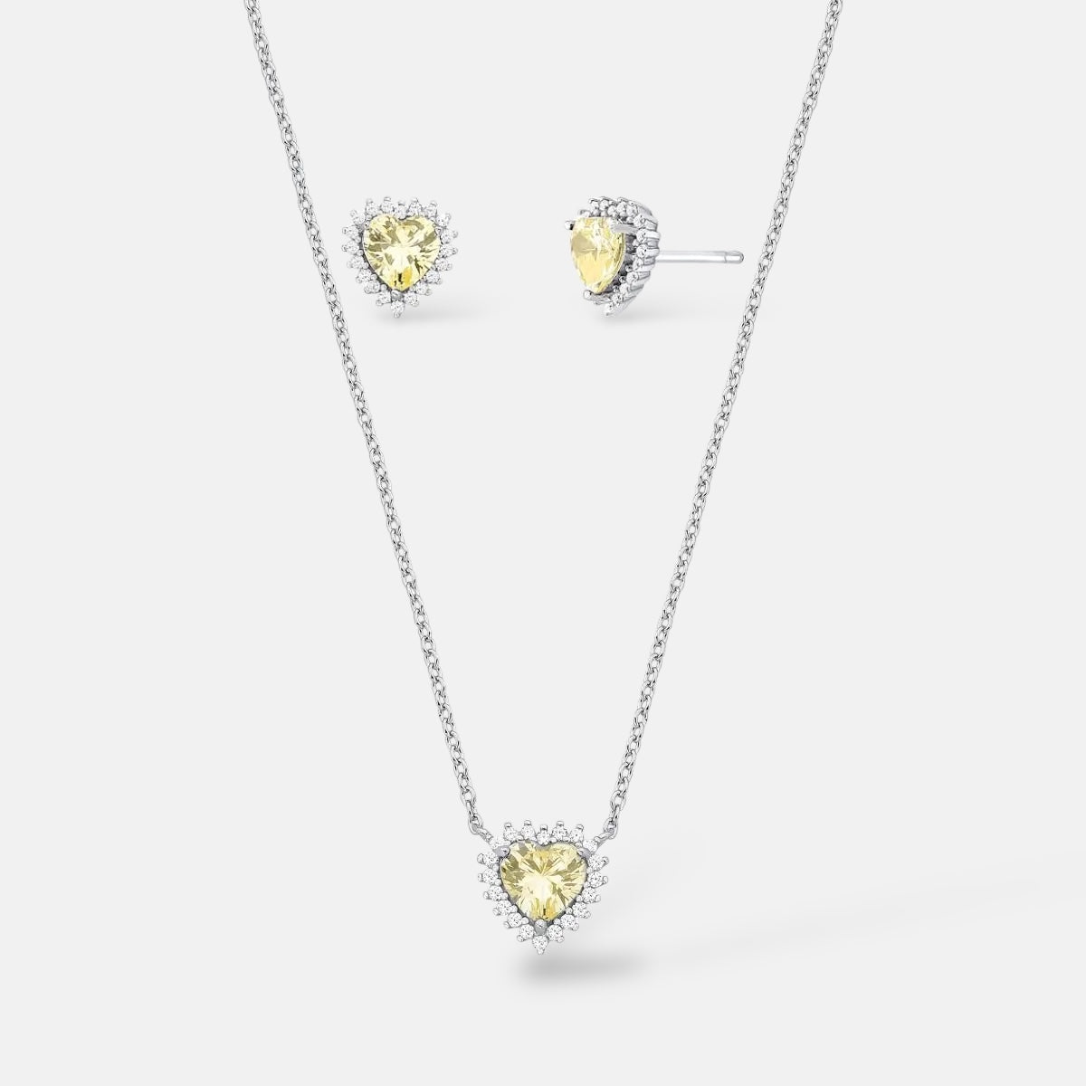 Citrine Cubic Zirconia Stud Jewellery Set for Women