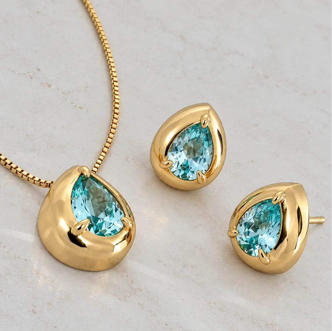 Gold March Birthstone Jewellery Set