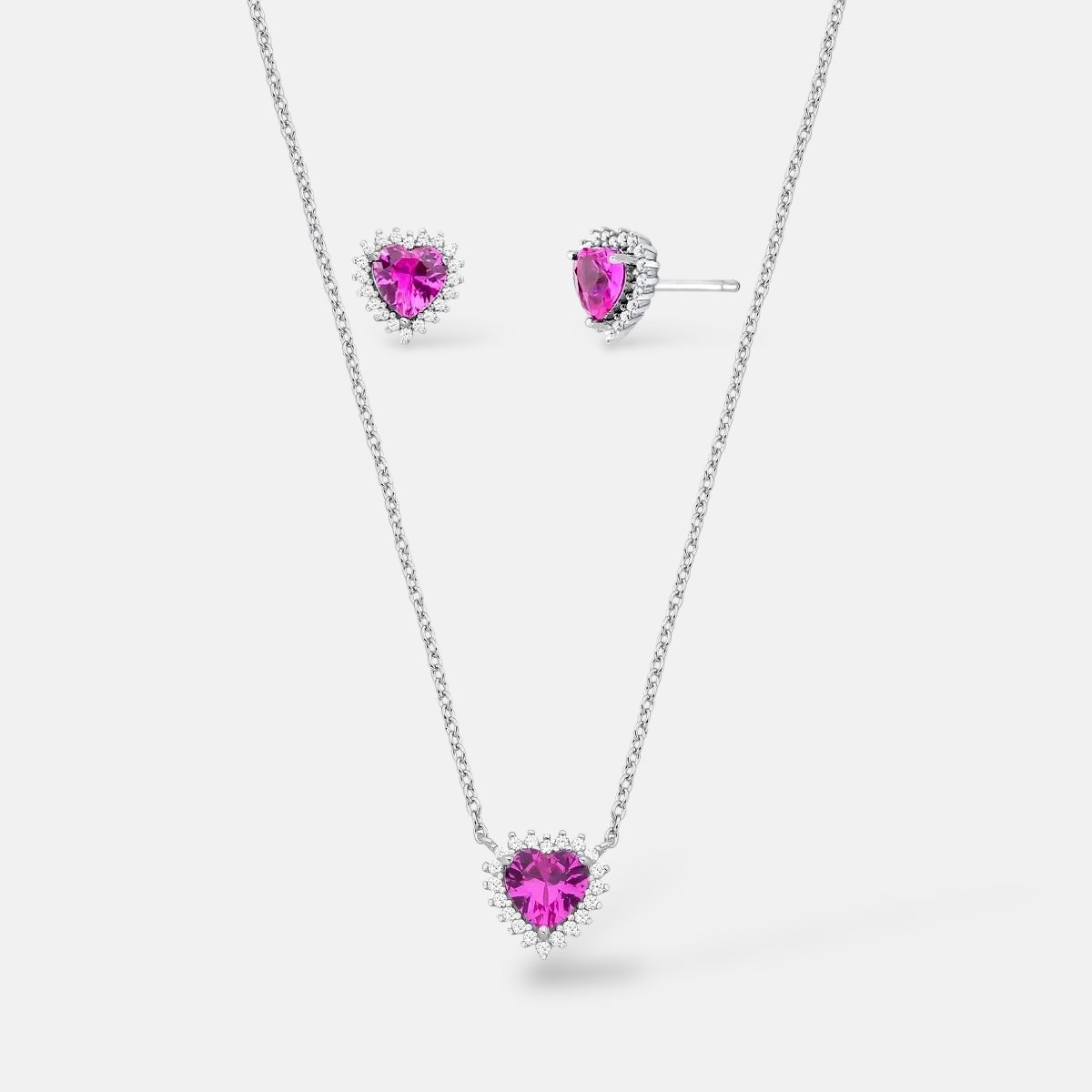 Cubic Zirconia Heart Stud Earrings