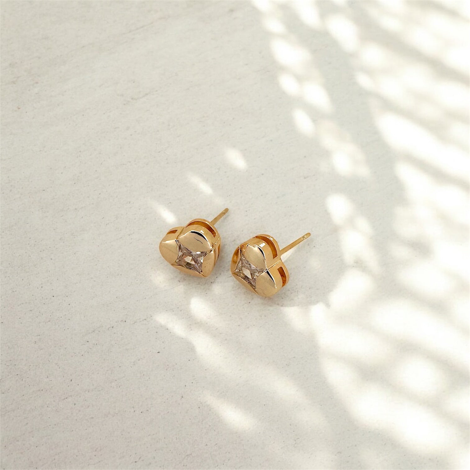 Cubic Zirconia Heart Stud Earrings