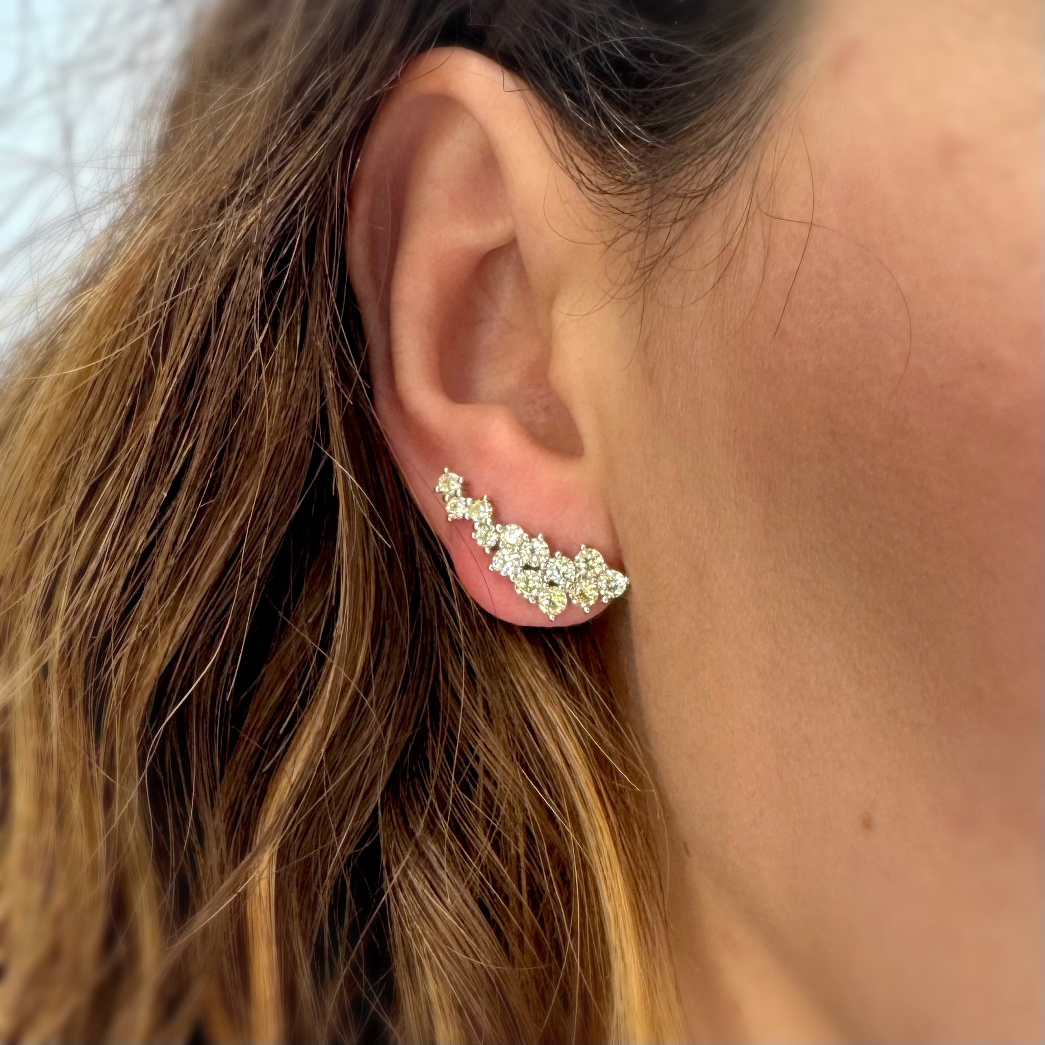 Ear cuff citrine zirconia earrings