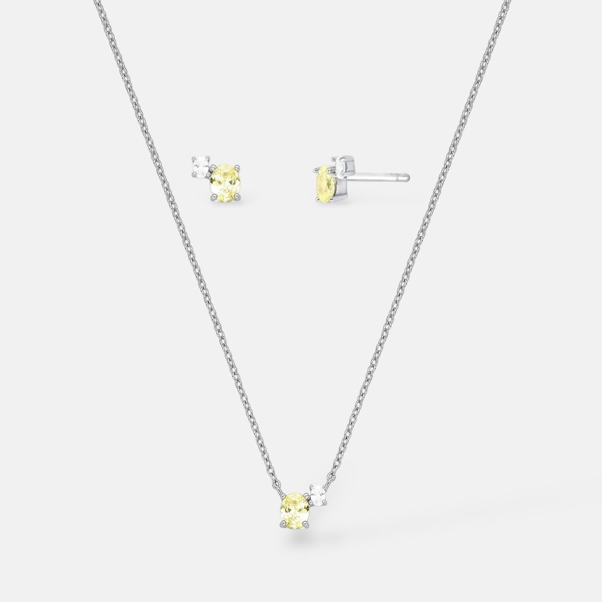 Elegant Citrine Cubic Zirconia Jewellery Set
