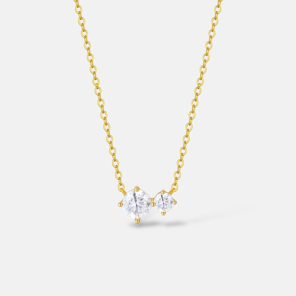 Elegant Double zirconia Pendant Necklace