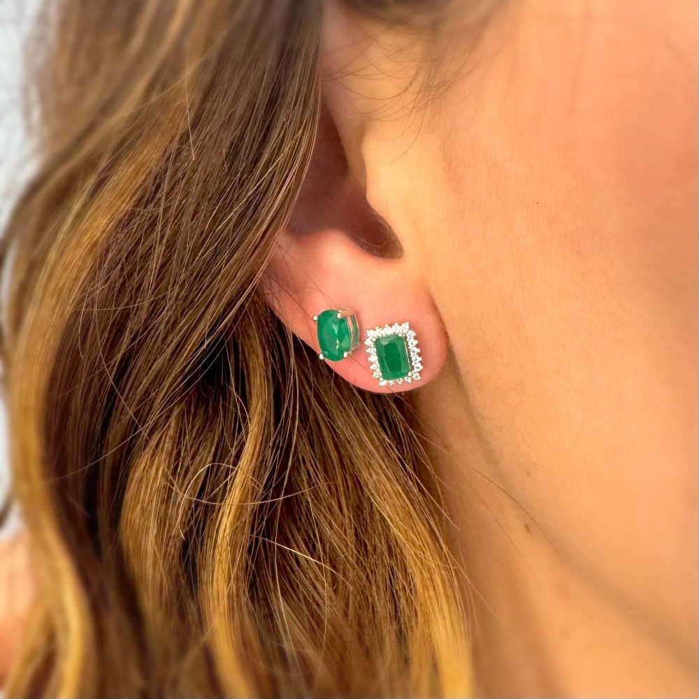 Emerald Zirconia Stud Earrings