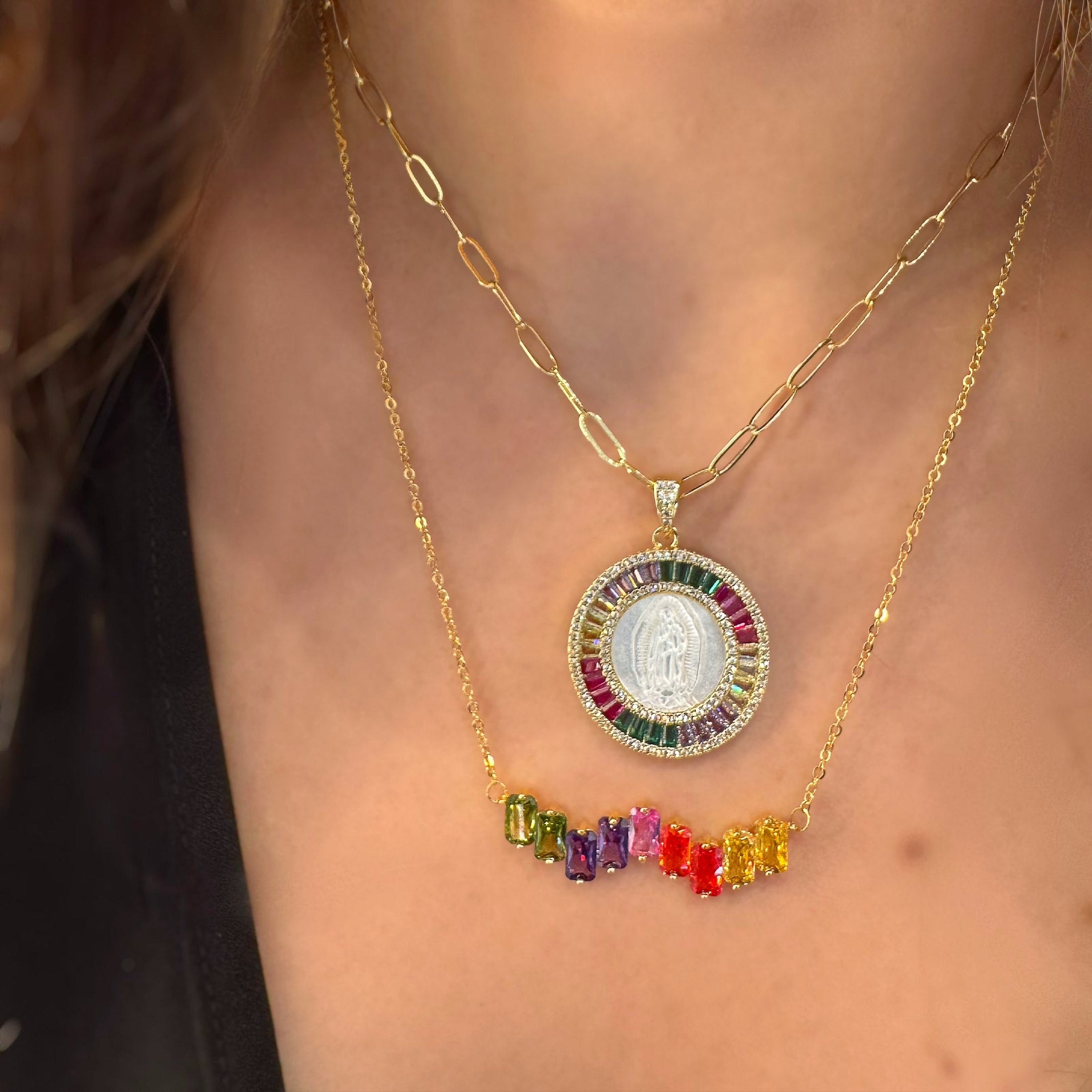 Multicolour Zirconia Smile Pendant Necklace