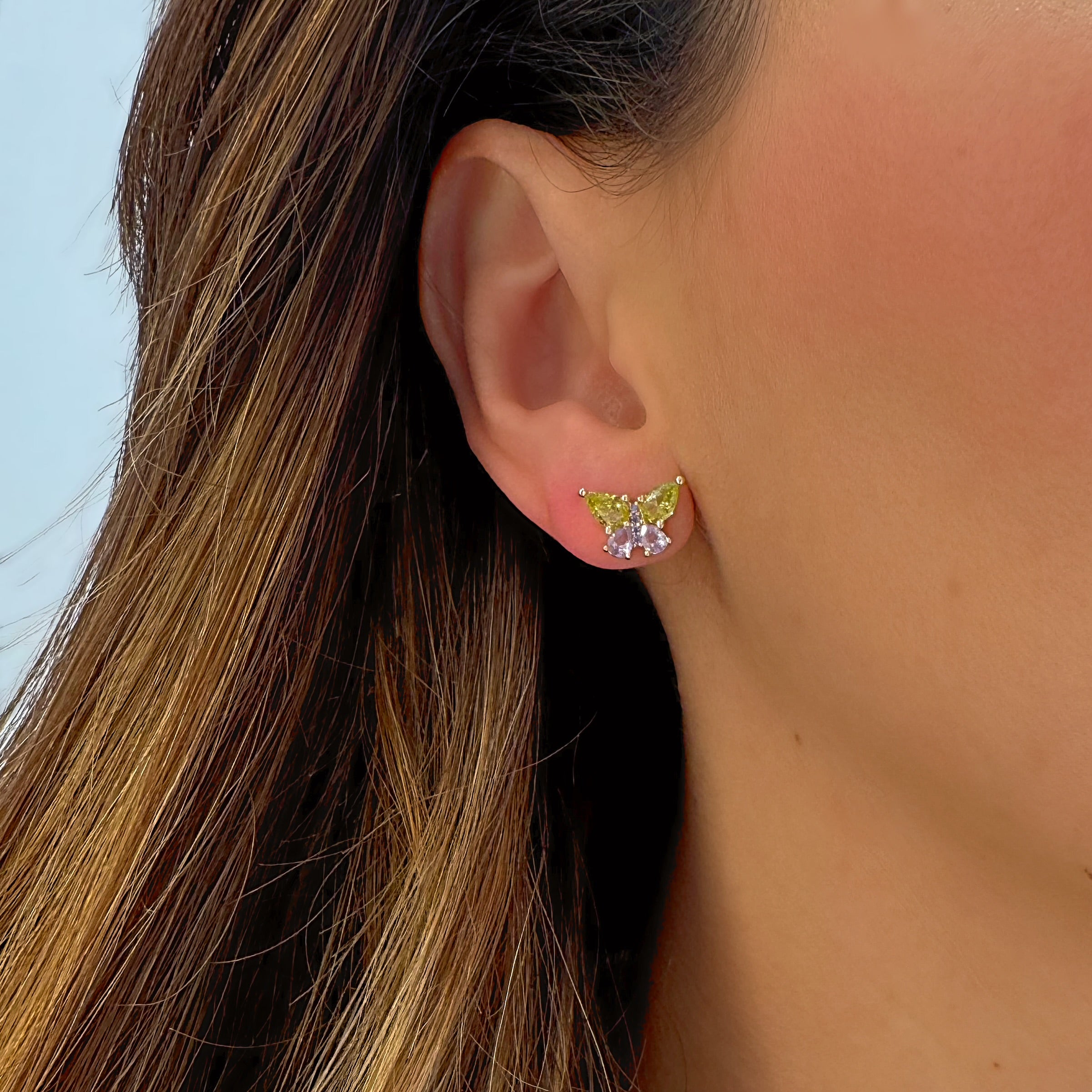 Colourful Crystal Butterfly Earrings