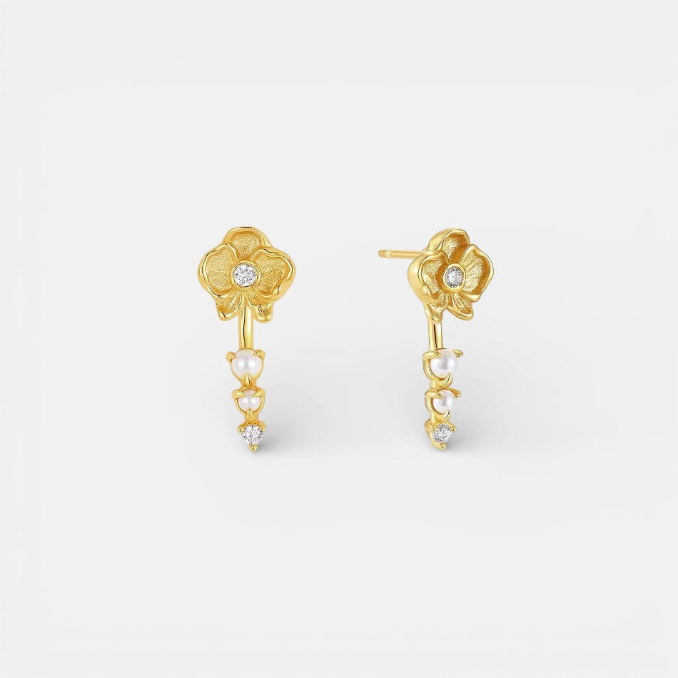 Flower and Pearl earrings