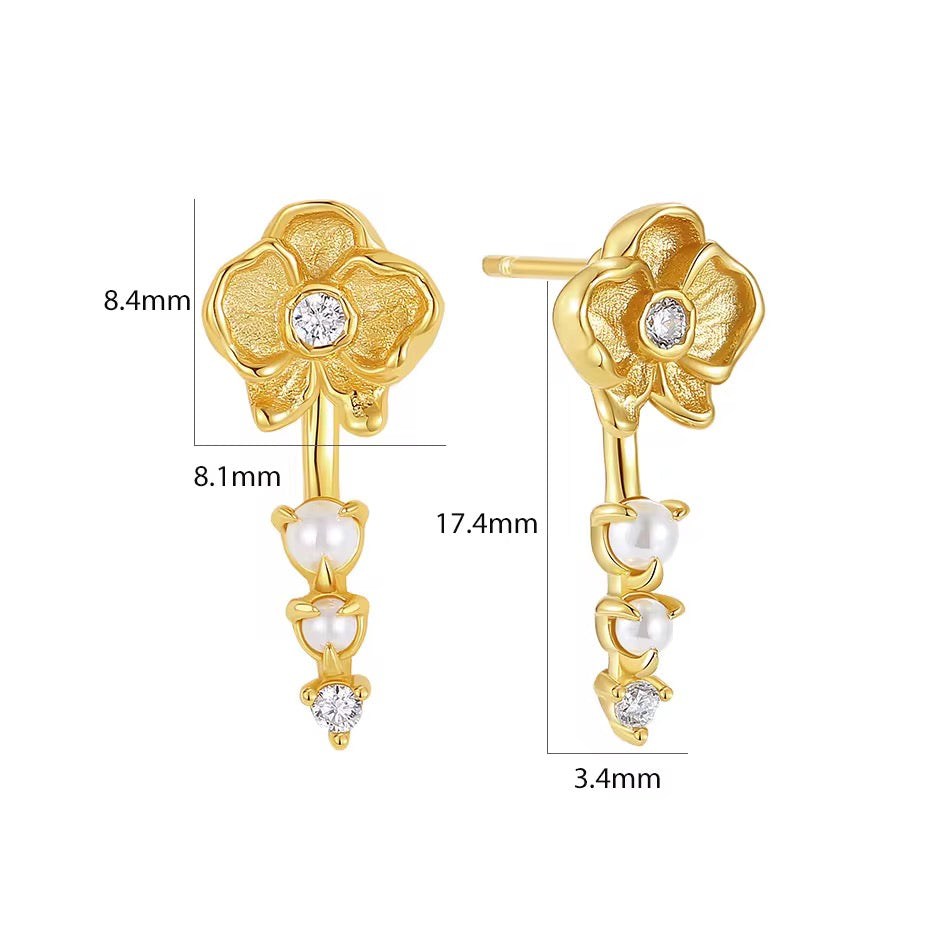 Flower and Pearl earrings