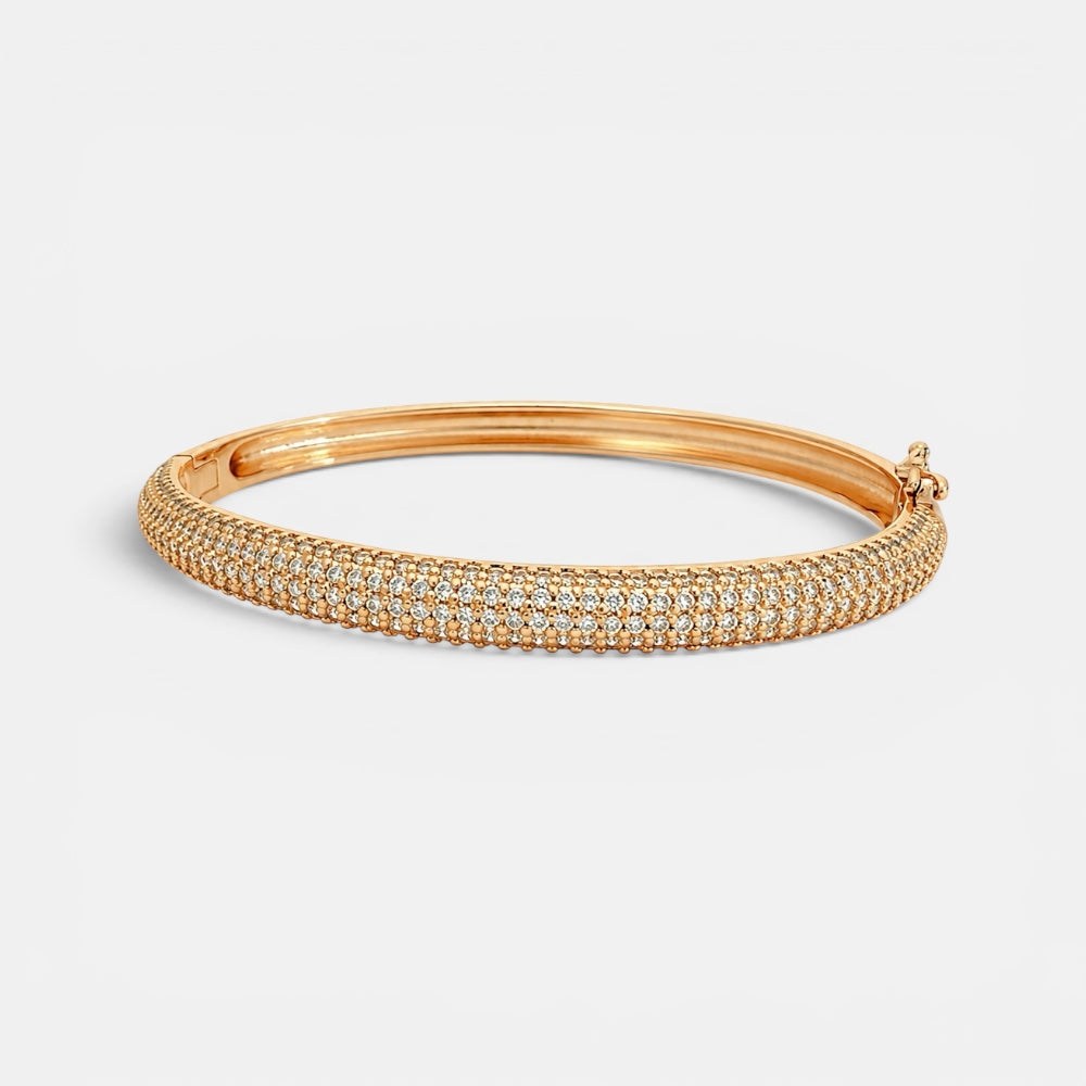 Gold plated bangle with round zirconia stones