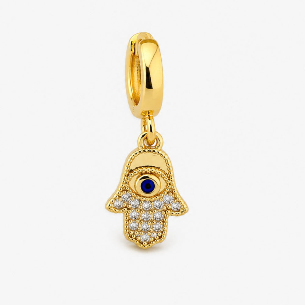 Gold plated hamsa hand charm close-up