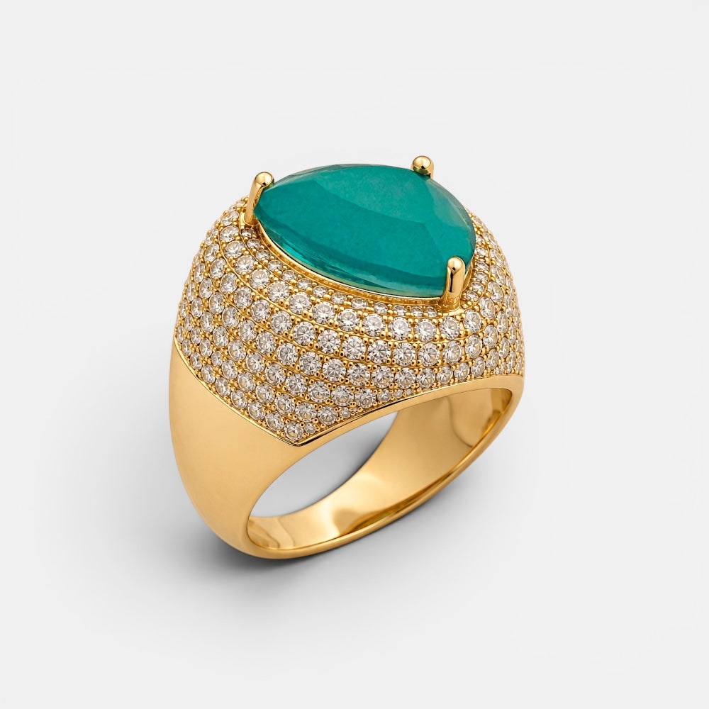 Gold plated jewellery set with tourmaline zirconia stones