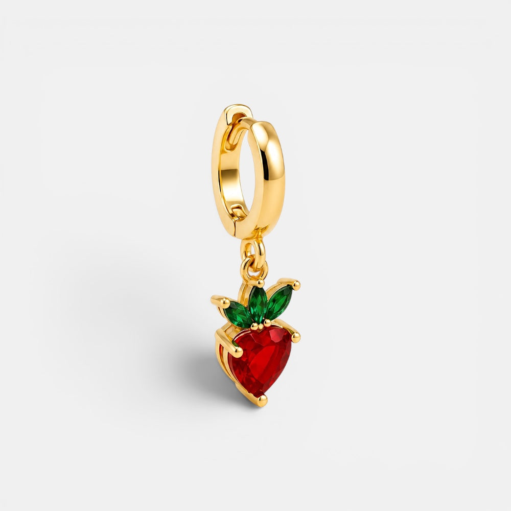 Gold plated strawberry zirconia charm