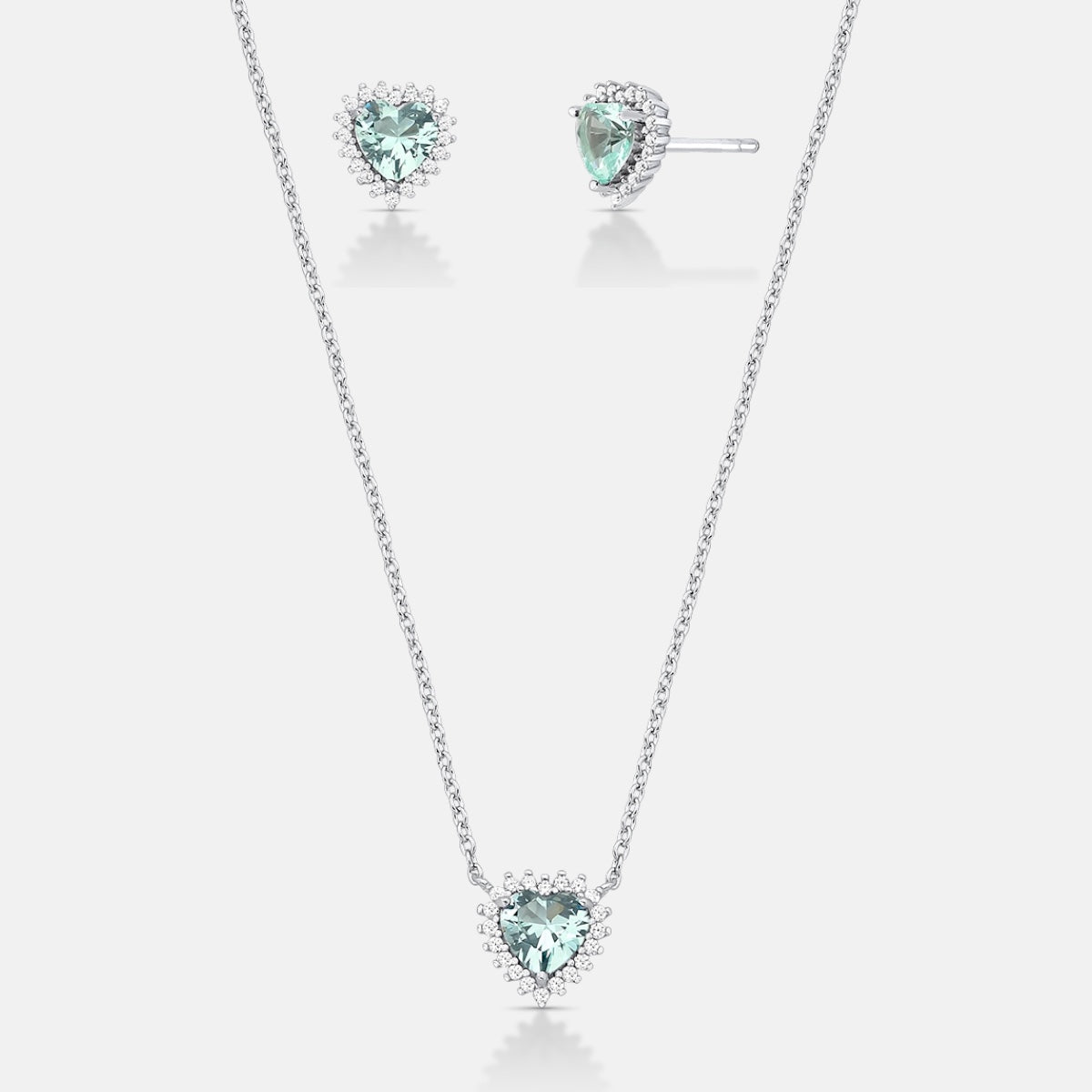 Heart Cubic Zirconia Stud Earrings Set