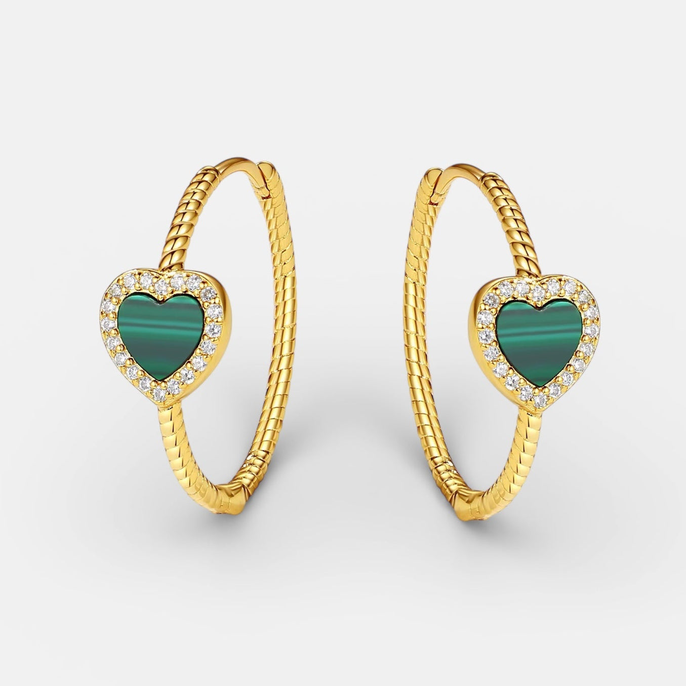 Heart Malachite Hoop Earrings