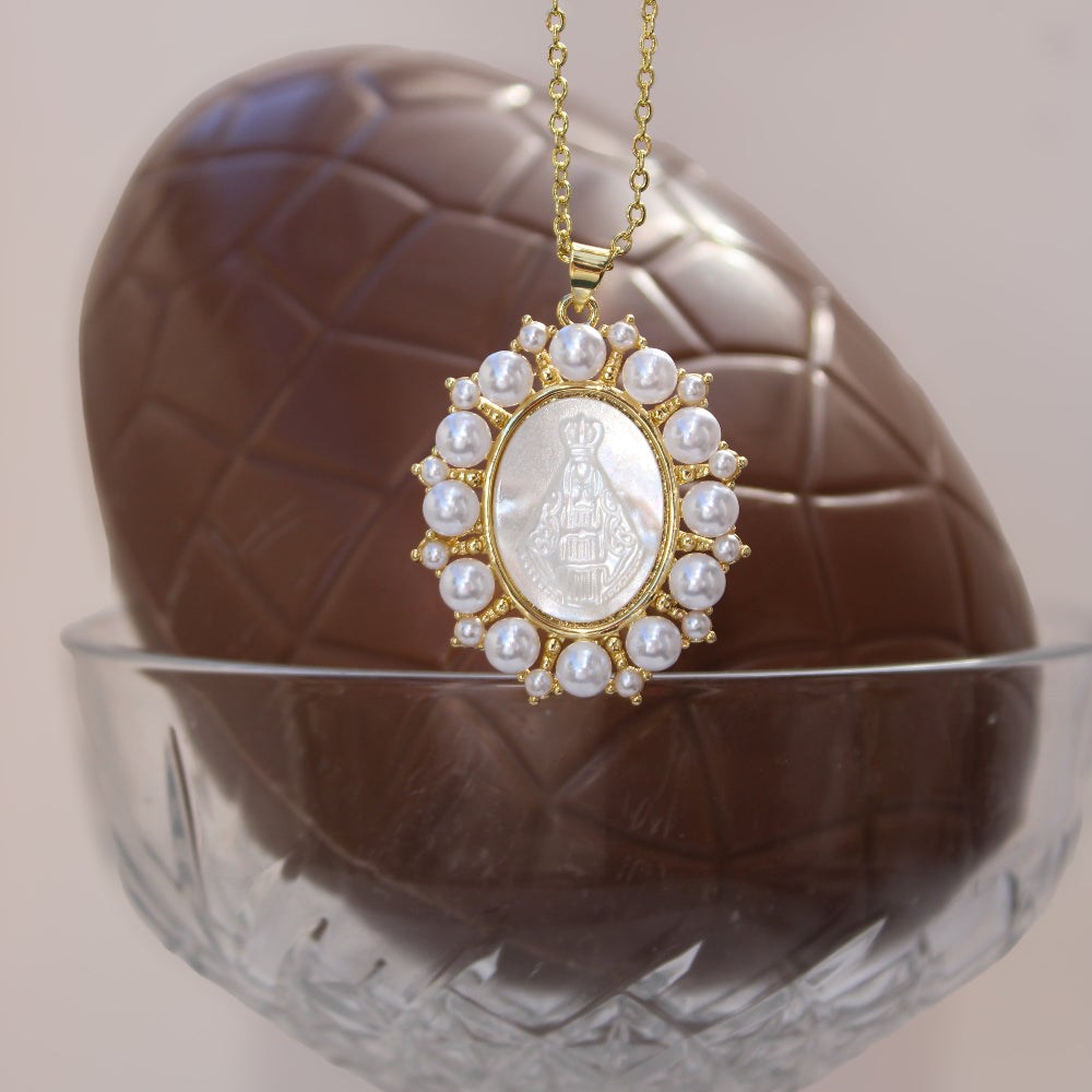 Our Lady of Pearls Mother of Pearl Pendant necklace