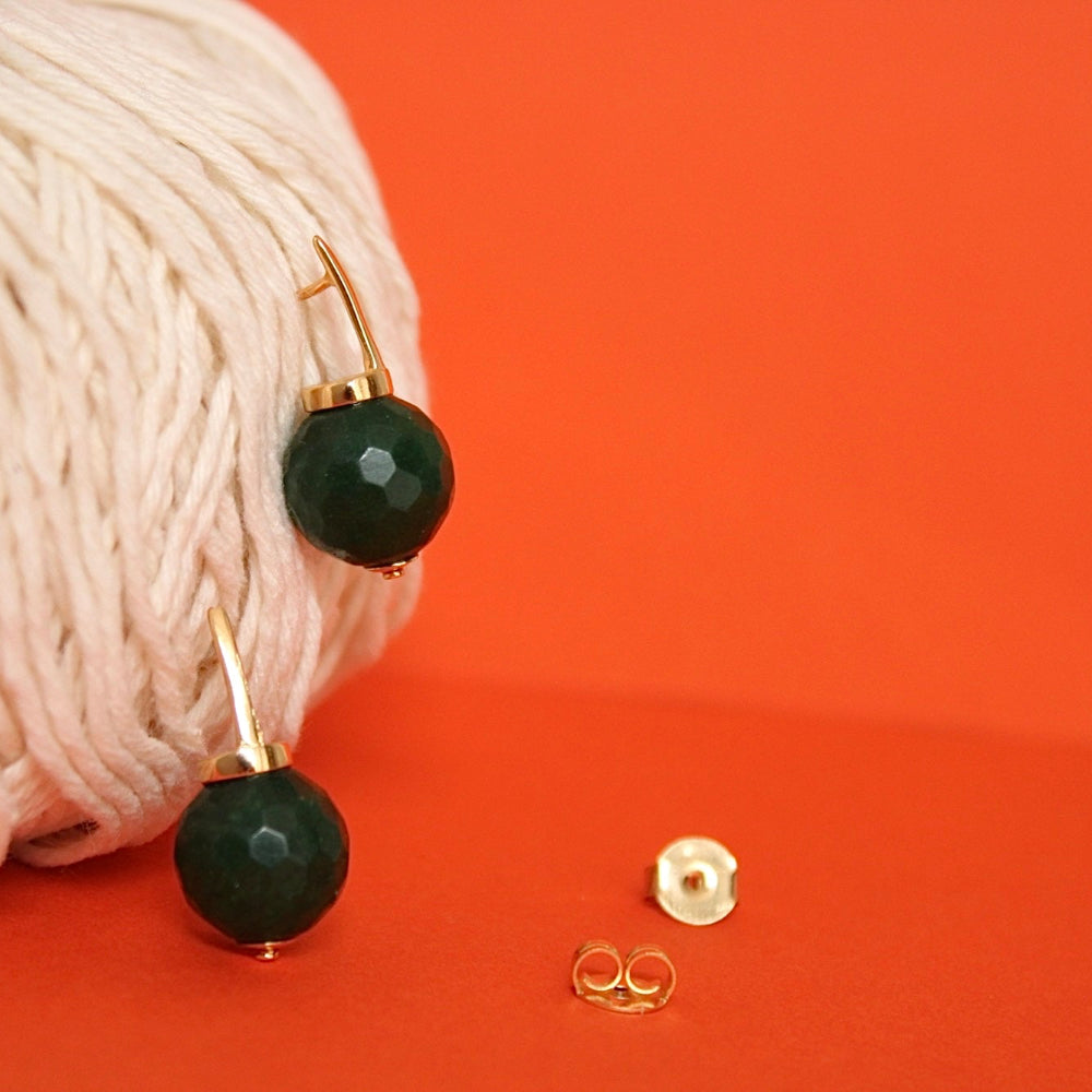 Green jade natural stone earrings