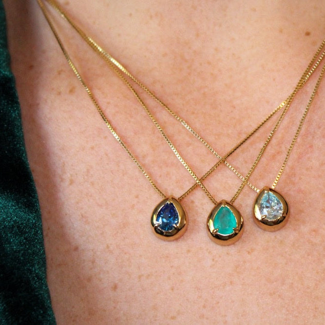 Birthstones drop necklace