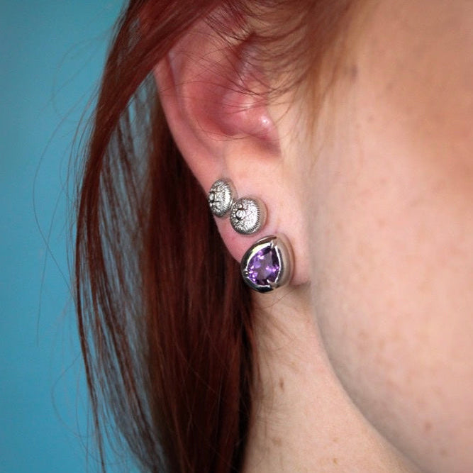 Sunburst Disc Stud Earrings