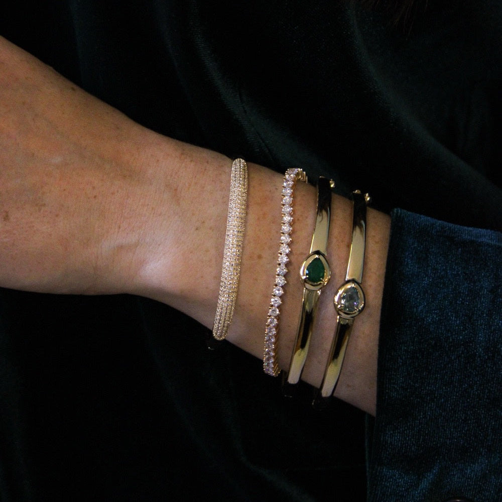 Bracelet stack. Gold birthstone bangle