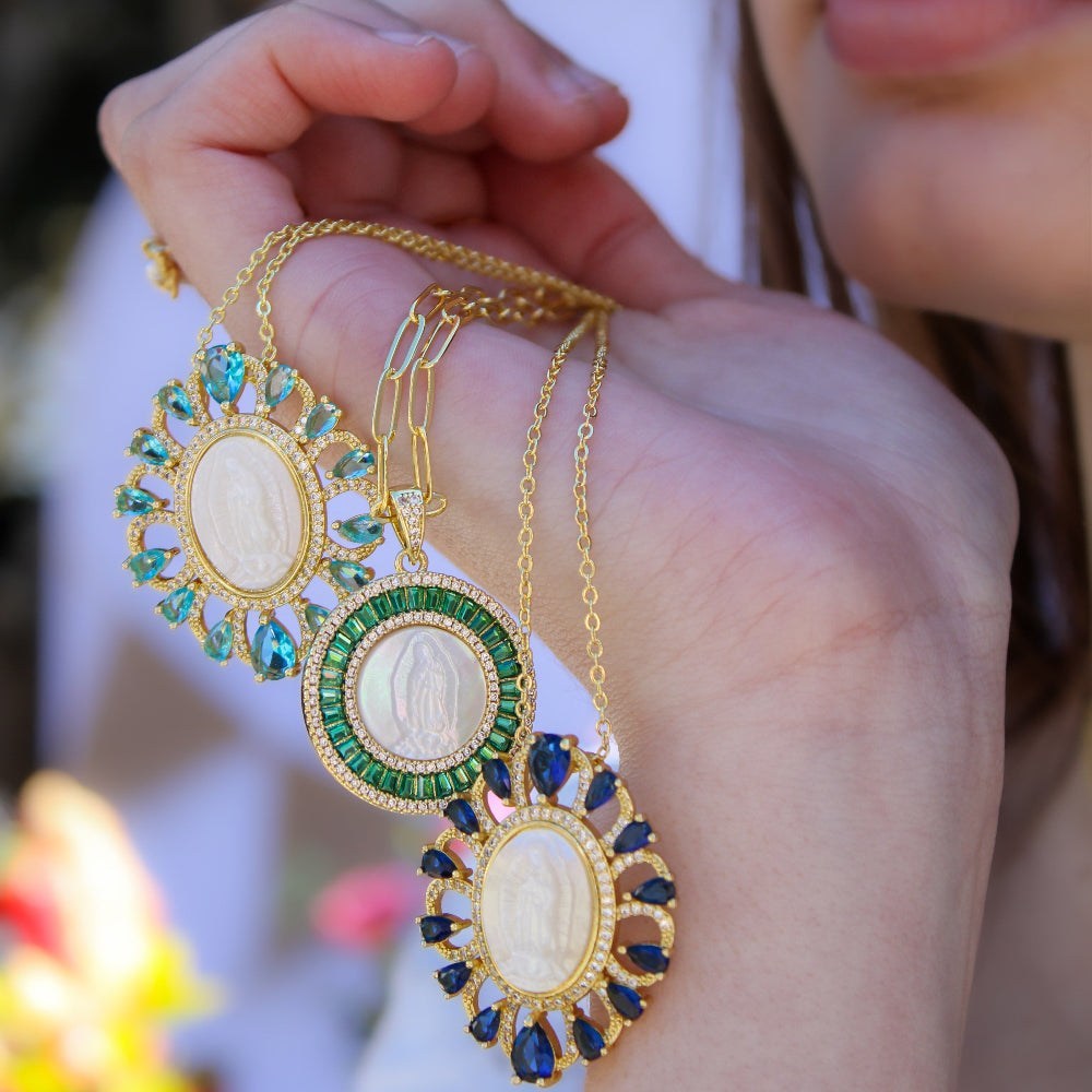 Delicate Our Lady Necklace Featuring Mother of Pearl