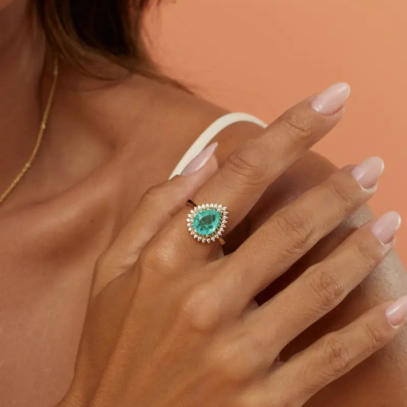 Drop toumaline zirconia ring