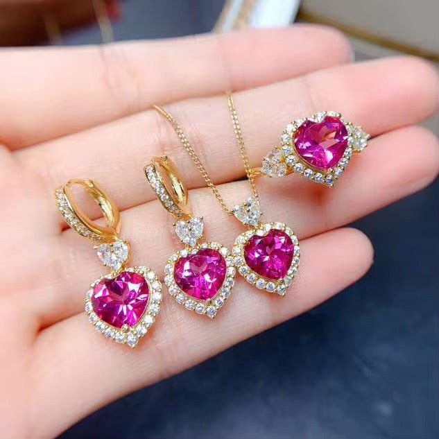 Ruby Heart Jewellery Set