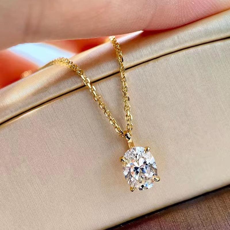 Delicate Oval Zirconia Necklace & Earrings Set
