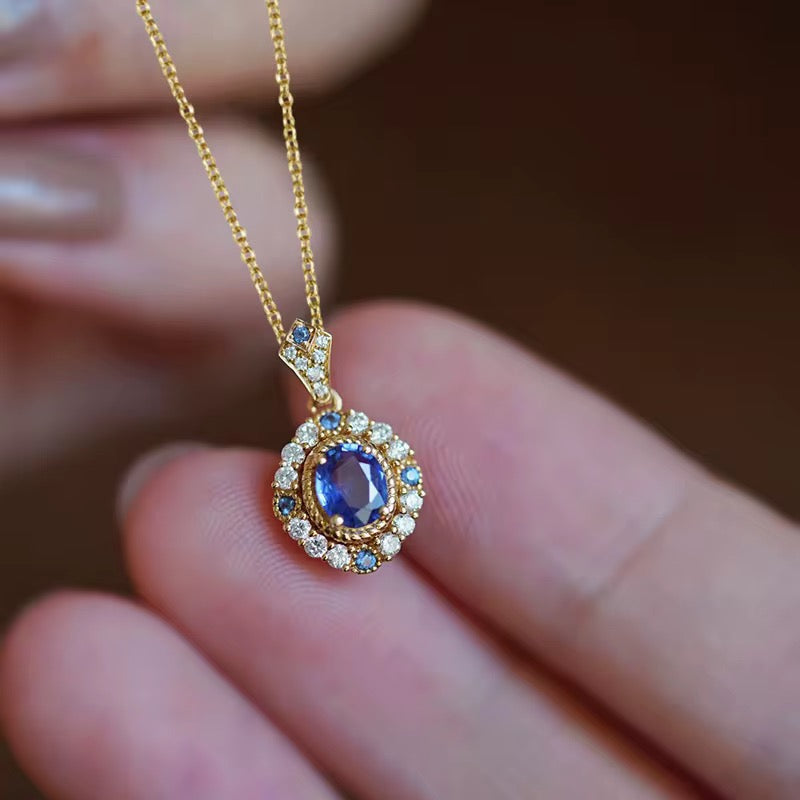 Delicate Sapphire Zirconia Pendant Necklace