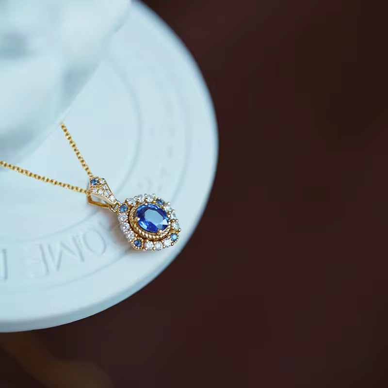 Delicate Sapphire Zirconia Pendant Necklace