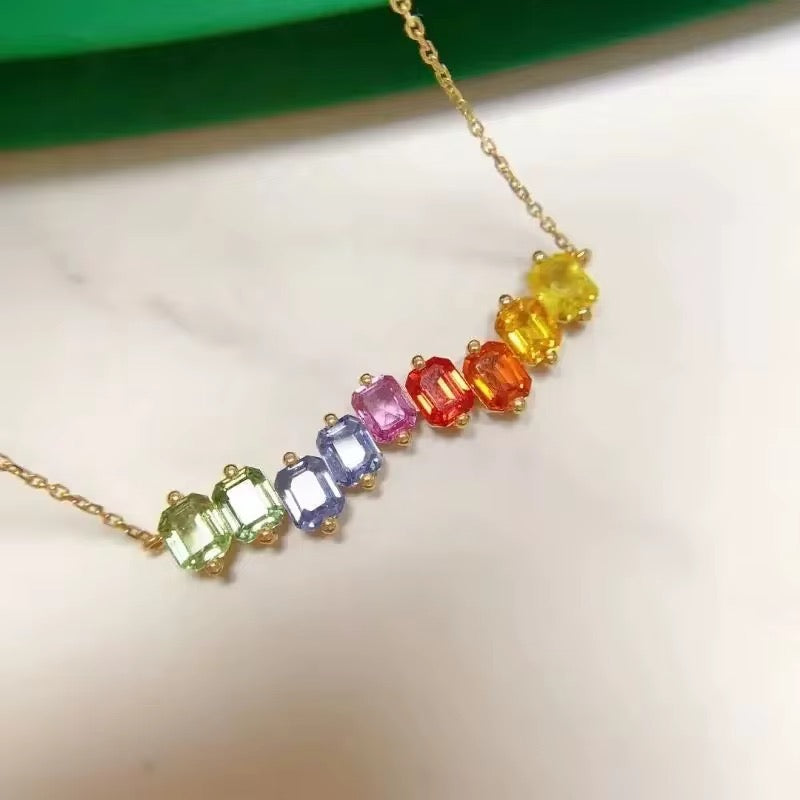 Multicolour Zirconia Smile Pendant Necklace