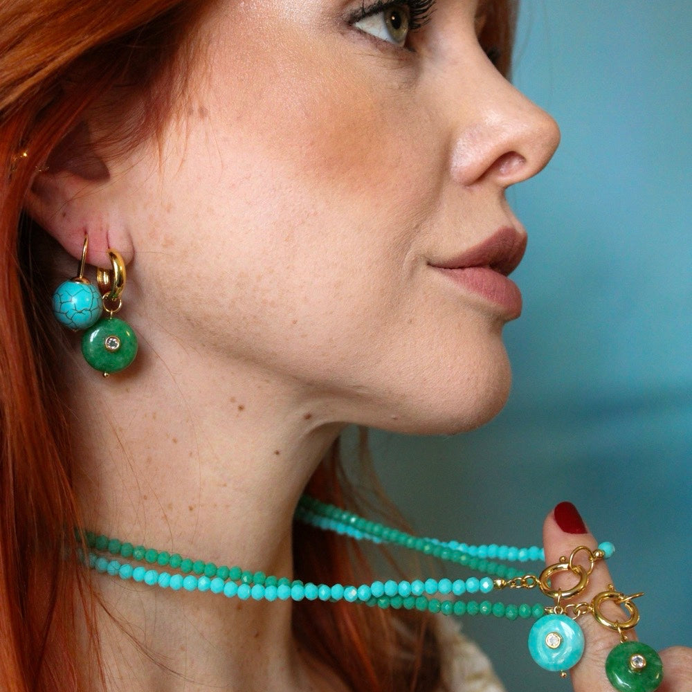 Turquoise Jade Beaded Pendant Necklace