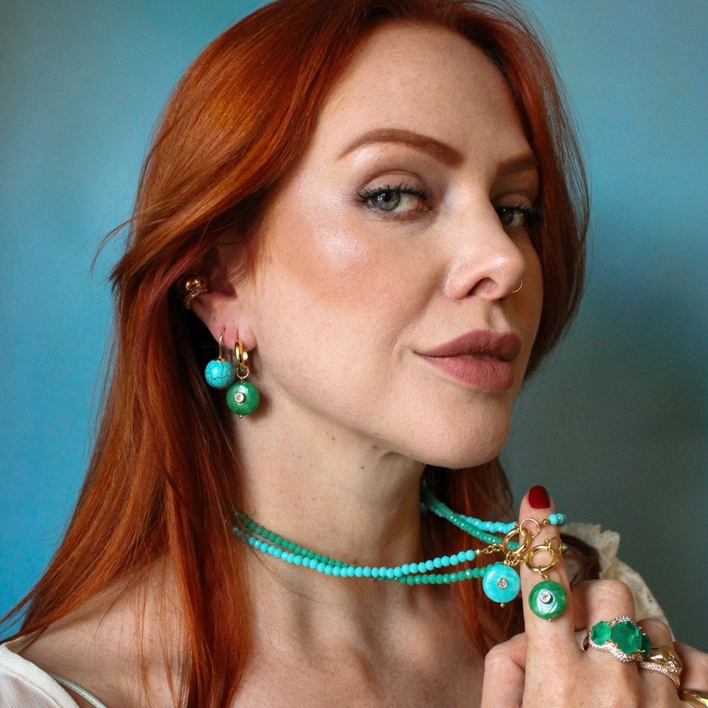 Emerald Jade Beaded Pendant Necklace