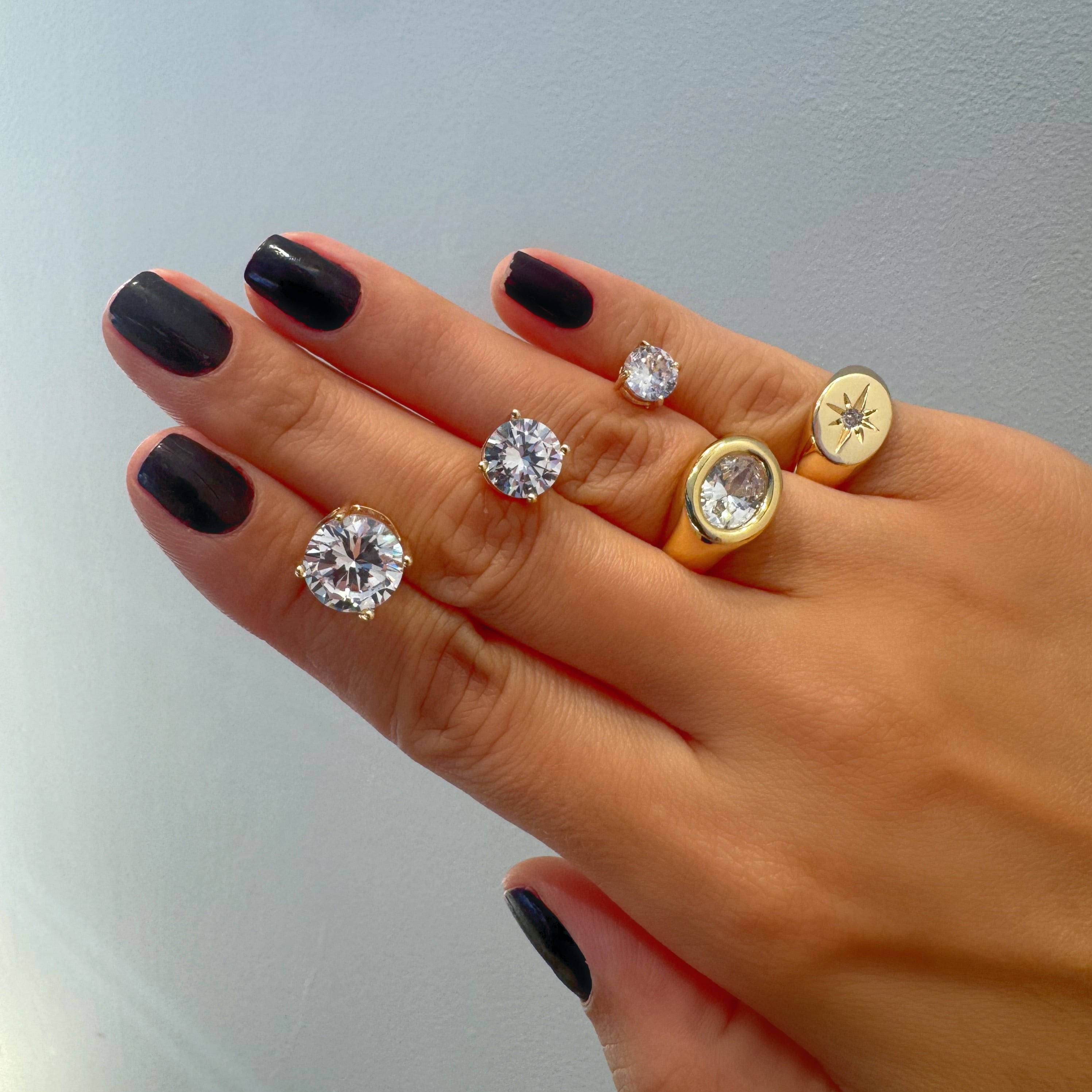 9mm gold plated solitaire stud earrings with round cubic zirconia
