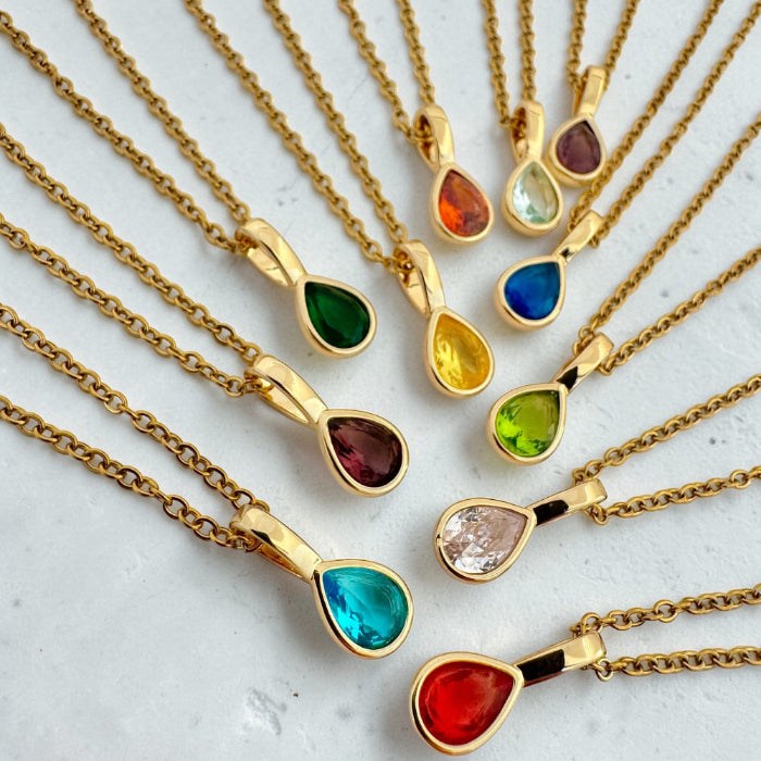 August birthstone chain necklace