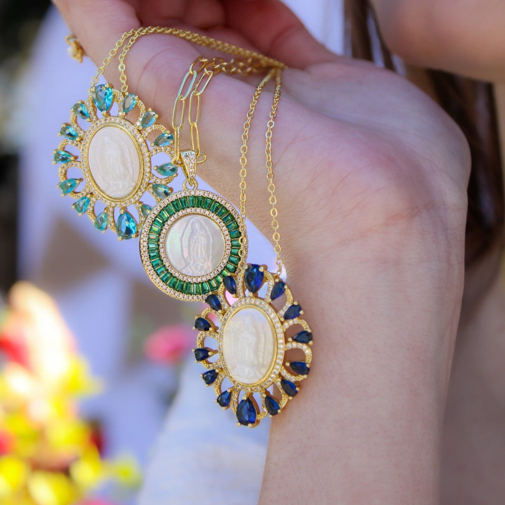 Our Lady Medal Necklace – Mother of Pearl