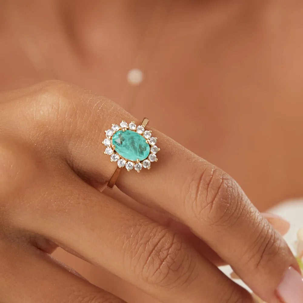 Oval Tourmaline AND zirconia Ring