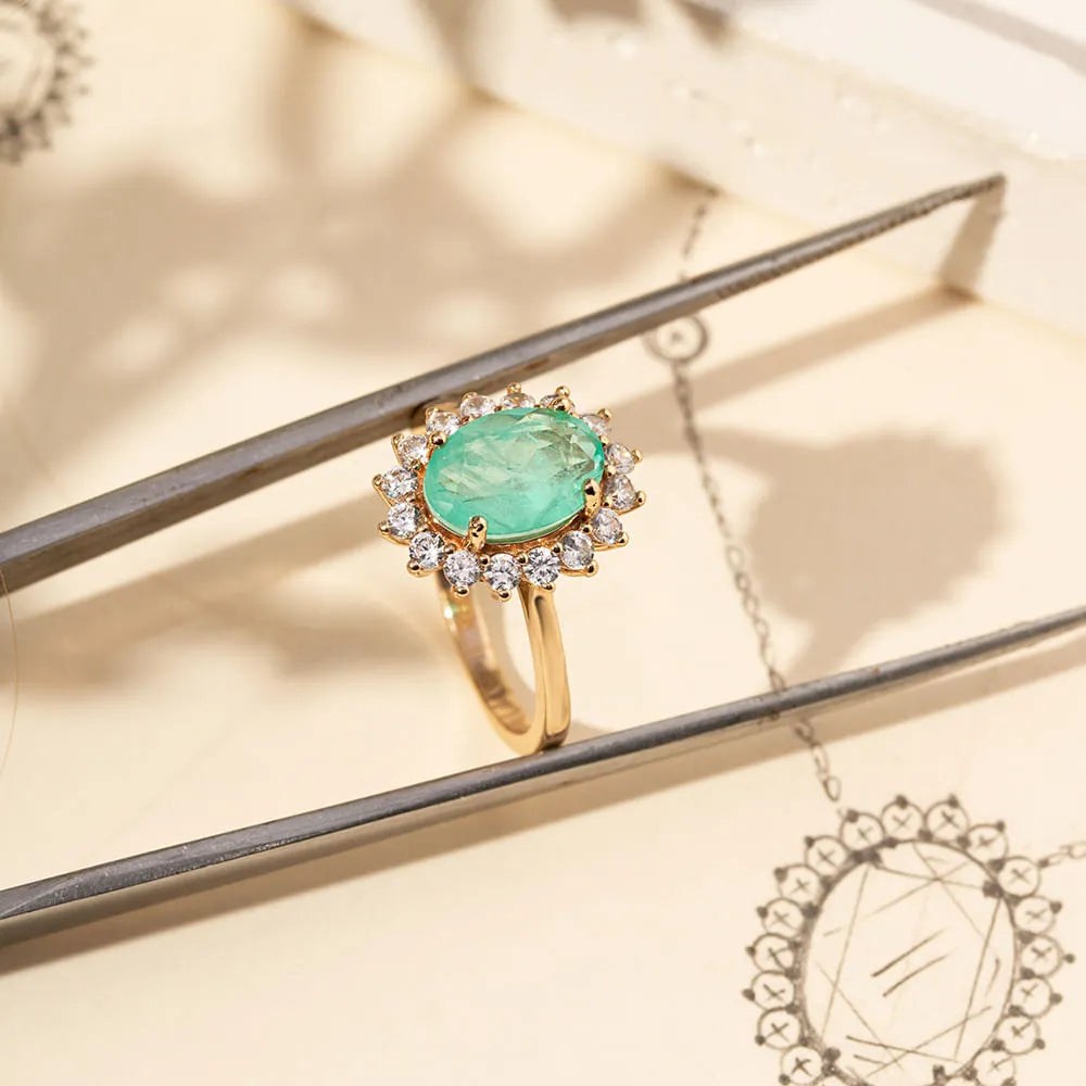 Oval Tourmaline AND zirconia Ring