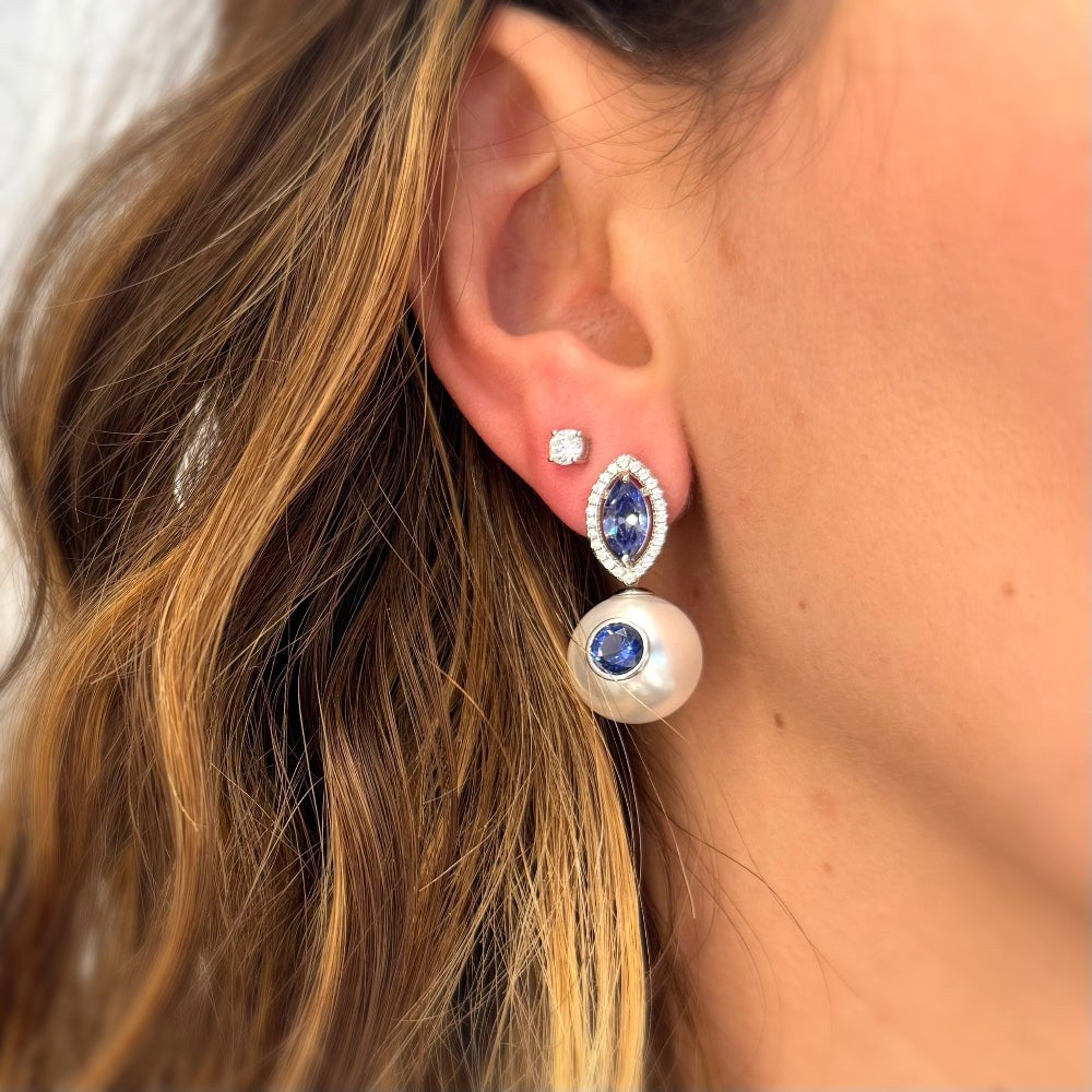 Pearl and Amethyst Zirconia Earrings