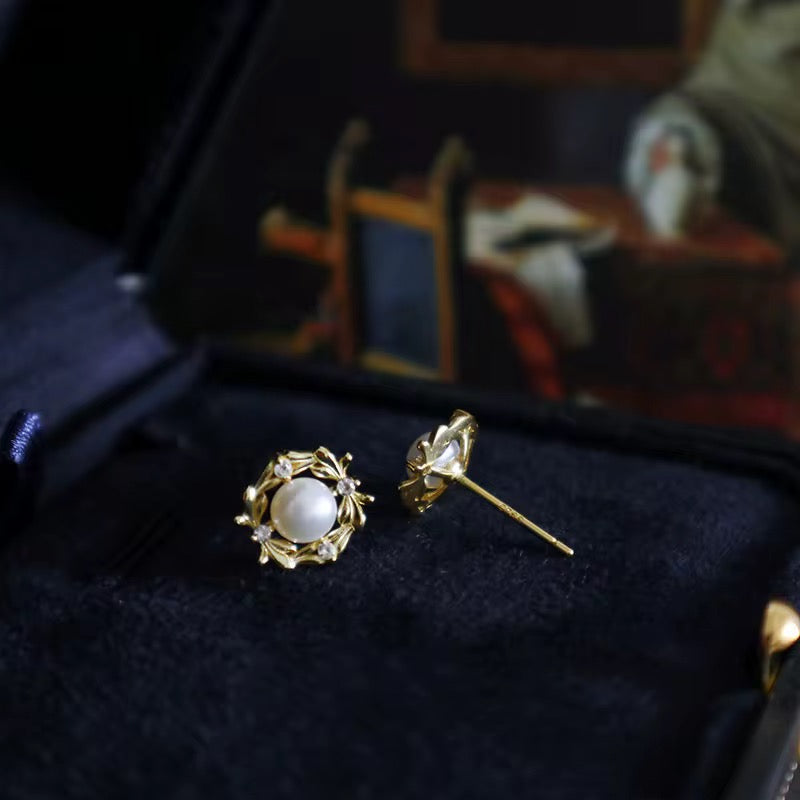 Pearl stud earrings