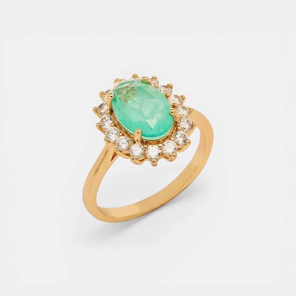 Oval Tourmaline AND zirconia Ring