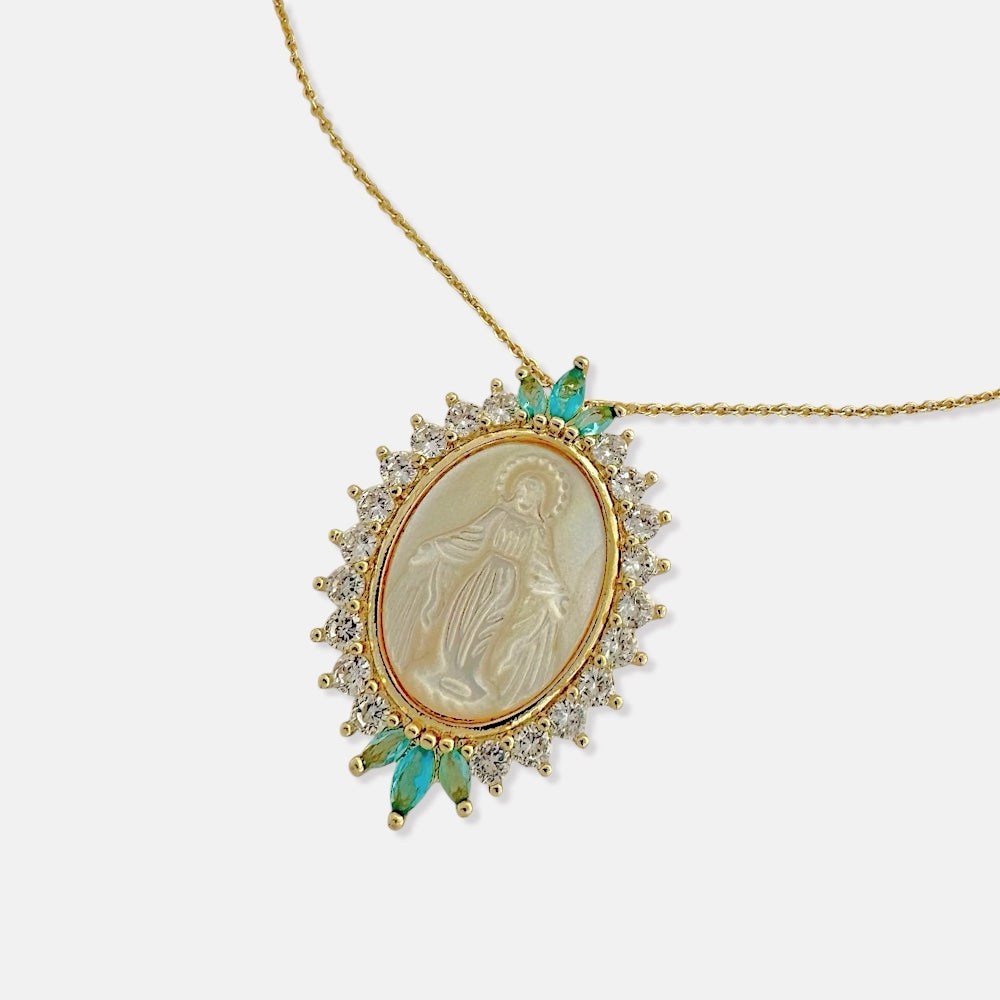 Our Lady Medal Necklace – Mother of Pearl