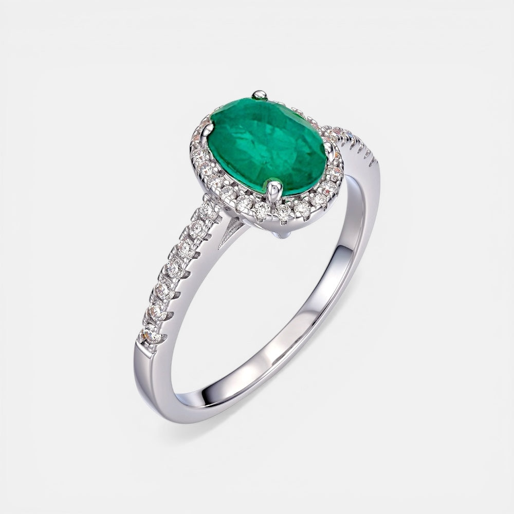 Emerald Solitaire Zirconia Ring