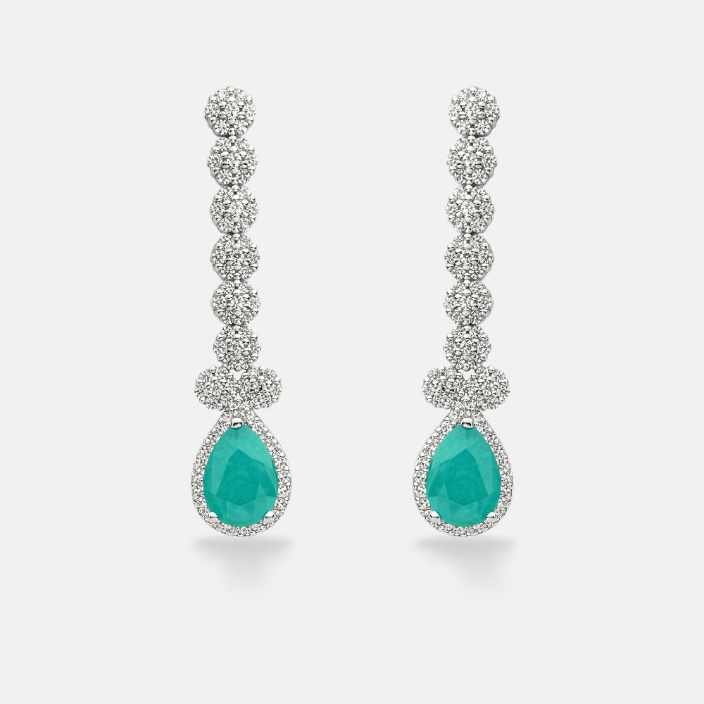 Long Tourmaline Zirconia Drop Earrings
