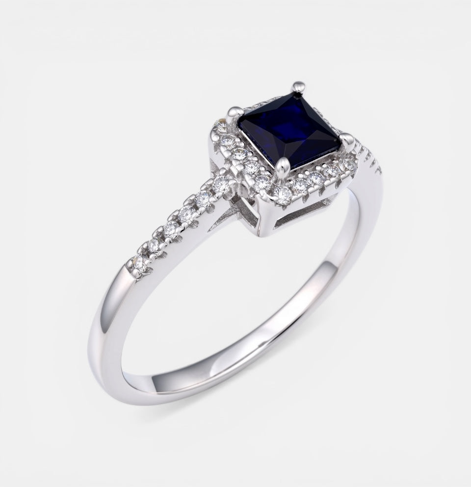 Square Sapphire Zirconia Ring