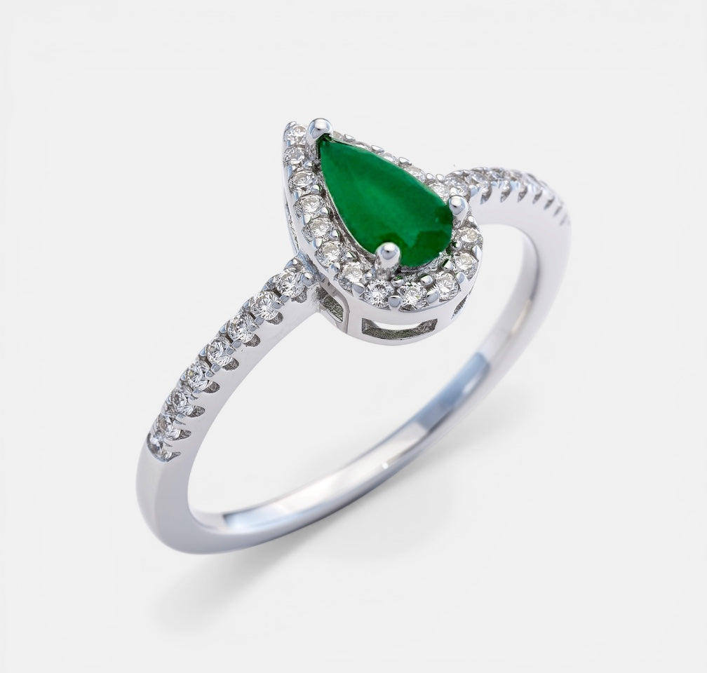 Emerald Teardrop Zirconia Ring