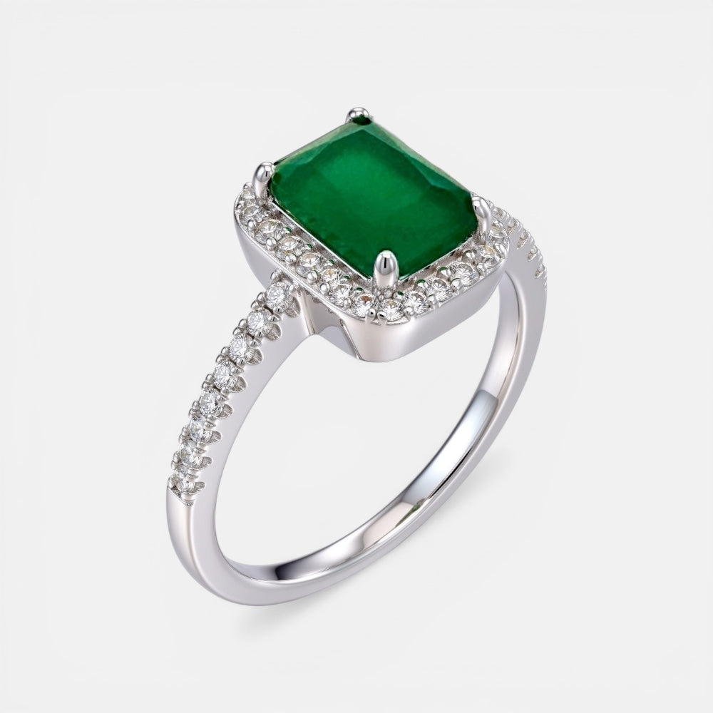 Emerald Fusion Rectangle Zirconia Ring