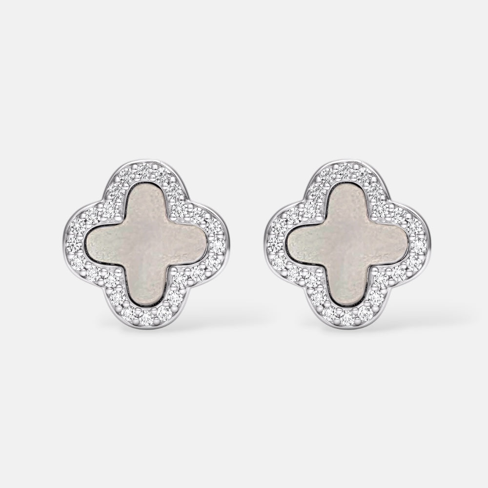 Mother of Pearl Clover Stud Earrings